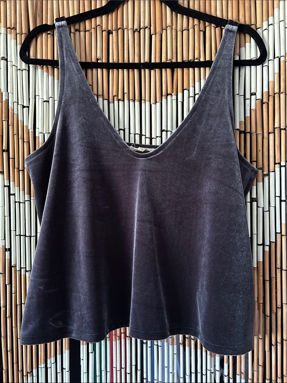 Madewell Velvet V-Neck Cami in Charcoal